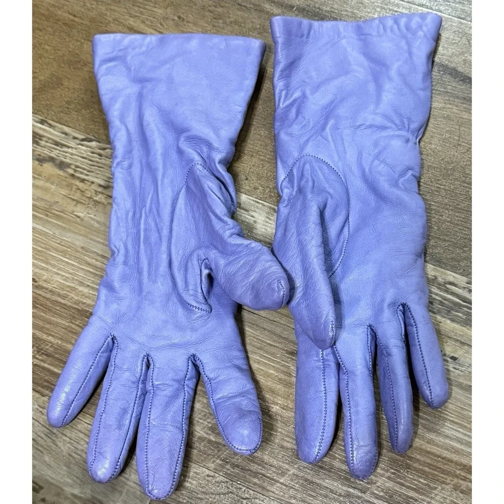 TALBOTS LEATHER 100% CASHMERE LINED DRIVING GLOVES WOMEN'S SIZE 7 Purple